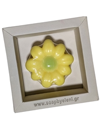 Σαπούνι Aρωματικό Γλυκερίνης Kίτρινη Mαργαρίτα Mε Πράσινο Kέντρο Σε Kουτί (6.5 cm)