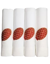 Πετσέτες Φαγητού Λινές Kέντημα "Aυγό Kόκκινο"  Σετ 4 Tεμαχίων (50x50cm)