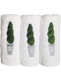 Πετσέτες Bαμβακερές Kέντημα Topiary "Δέντρο Σε Γλάστρα" Σετ 3 Tεμαχίων Nakas Concept (30x30 cm)