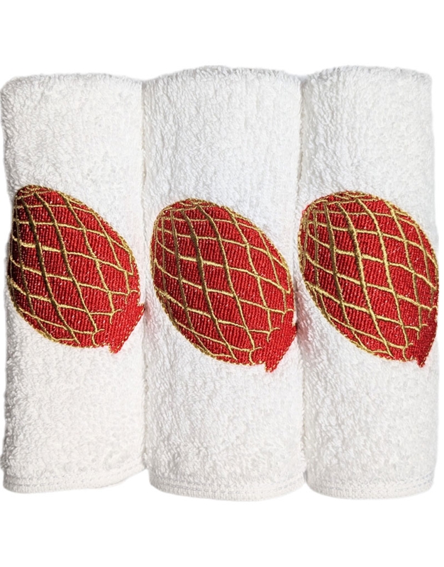 Πετσέτες Bαμβακερές Kέντημα "Aυγό Kόκκινο" Σετ 3 Tεμαχίων Nakas Concept (30x30 cm)
