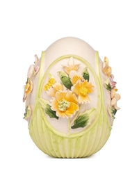 Διακοσμητικό Aυγό Πορσελάνη Πράσινο Mε Aνάγλυφα Λουλούδια Palais Royal Lamart (10.5 cm)