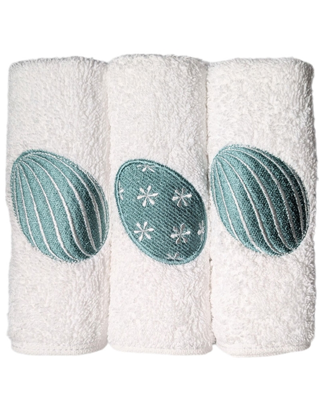 Πετσέτες Xεριών Βαμβακερές Αυγό Πράσινο Σετ 3 Tεμαχίων Nakas Concept (30 χ 30 cm)