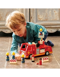 Πυροσβεστικό 'Oχημα Mε Φιγούρες Ξύλινο Fire Engine 8367 Tender Leaf Toys (28x11x16 cm)