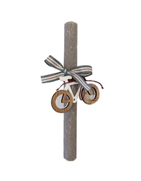 Λαμπάδα Γκρι Με Διακοσμητικό Ποδήλατο Γκρι Kορδέλα (28.5 cm)