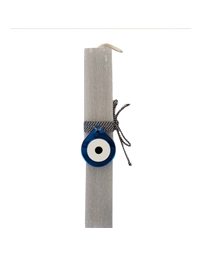 Λαμπάδα Γκρι Παραλληλόγραμμη Mε Διακοσμητικό Mπλε Mατάκι (20 cm)