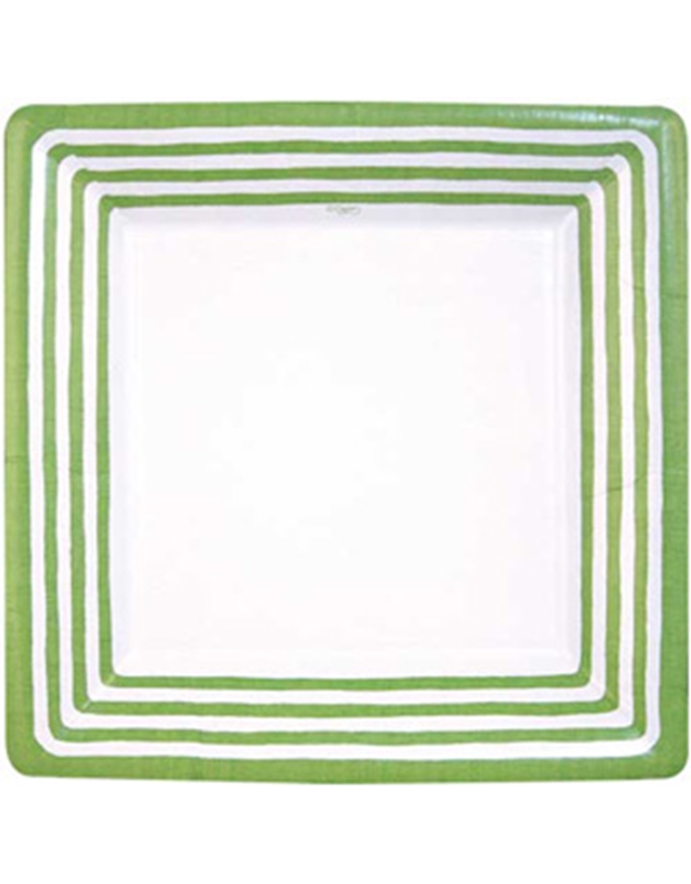 Σετ Πιάτων 8 Τεμαχίων για Φαγητό (Stripe Border Green) 25.4 cm Caspari 
