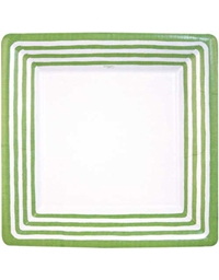 Σετ Πιάτων 8 Τεμαχίων για Φαγητό (Stripe Border Green) 25.4 cm Caspari 