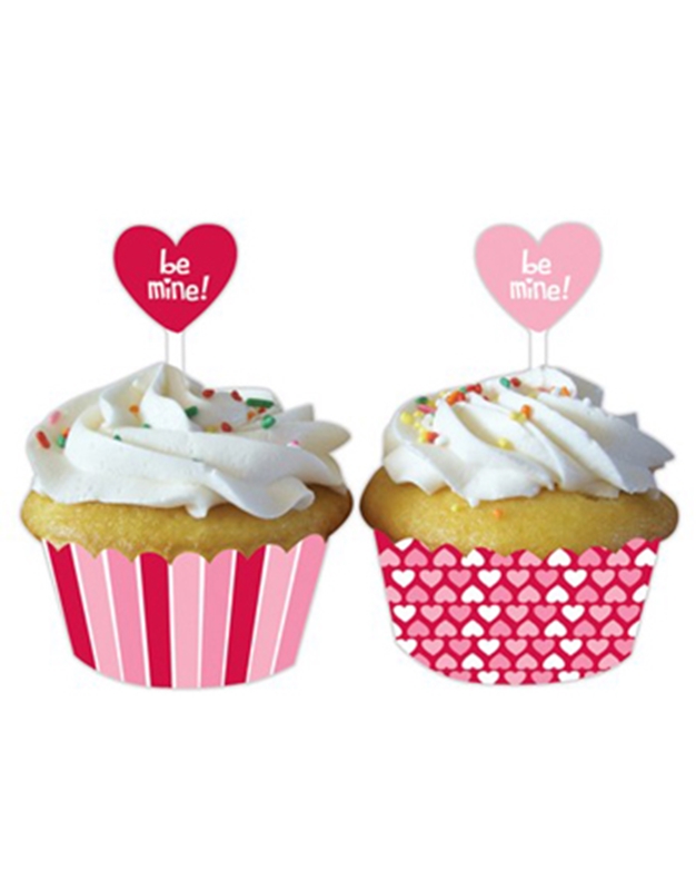 Θήκες για Cupcakes με Ταμπελάκια Καρδούλες Creative Converting