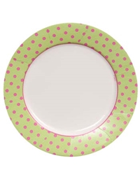 Σετ Πιάτων 8 Τεμαχίων για Φαγητό (Dots Green-Pink) 26.7 cm Caspari