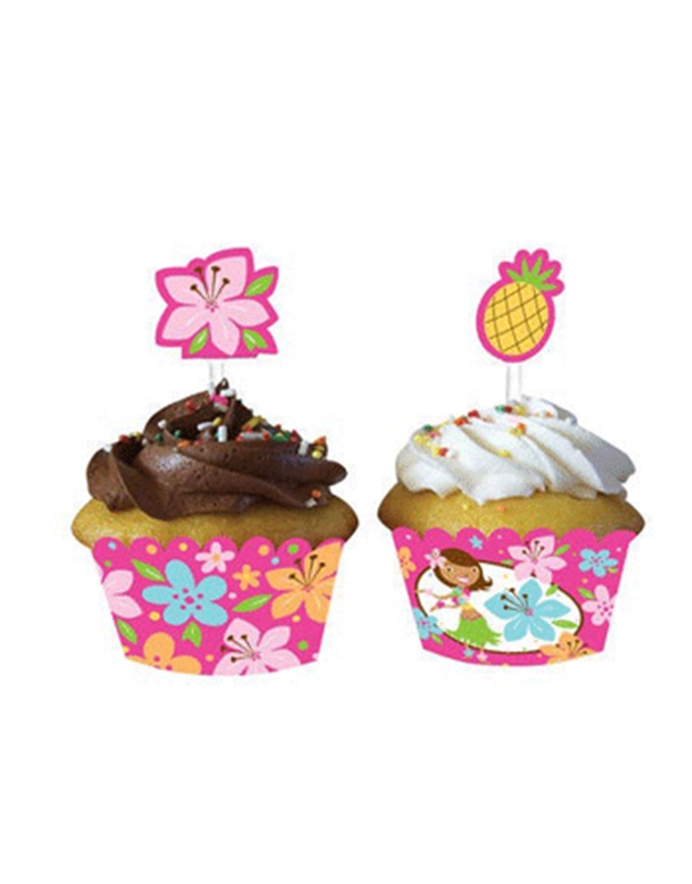 Θήκες για Cupcakes με Ταμπελάκια (12 τμχ.) ''Let's Hula'' Creative Converting