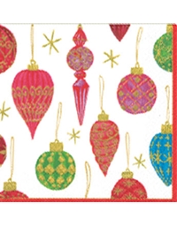 Σετ Χριστουγεννιάτικες Χαρτοπετσέτες 12.5cm x 12.5cm ''Vintage Ornaments Pearl'' Caspari