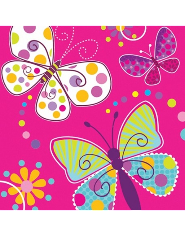Xαρτοπετσέτες μεγάλες "Butterfly Sparkle" 33x33 cm (16 τεμάχια)
