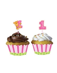 Θήκες για Cupcakes με Ταμπελάκια ''Wrapper Cupcake Bears First Birthday Girl'' Creative Converting