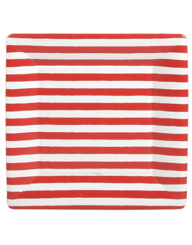 Σετ Πιάτων 8 Τεμαχίων για Φαγητό ''White & Red Stripe'' Caspari (25.4 cm)