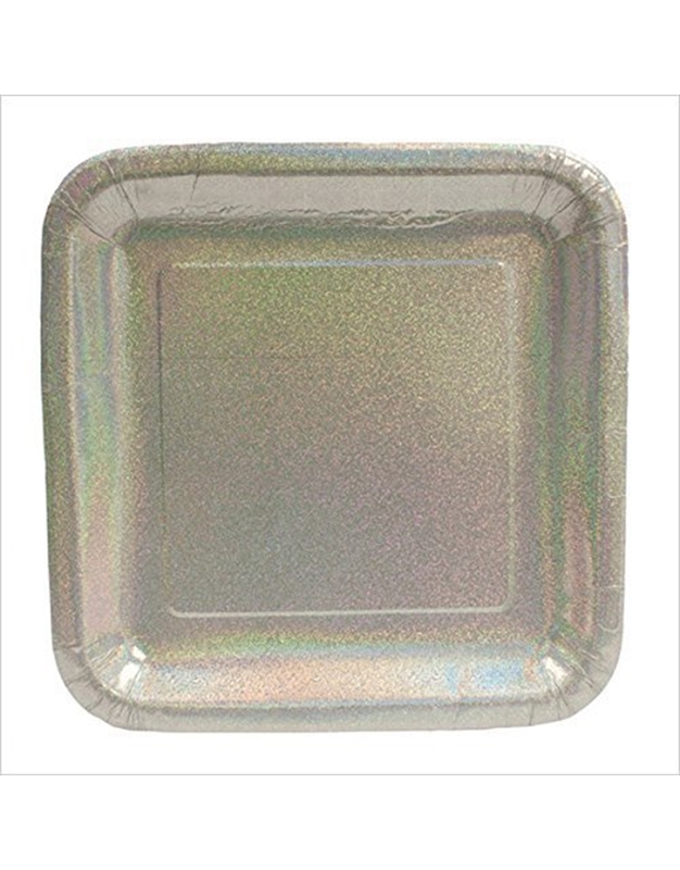 Πιάτα Μεγάλα Τετράγωνα Prismatic Silver 23cm Creative Converting (8 τεμάχια)