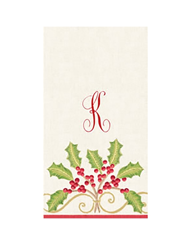 Xαρτοπετσέτες Μακρόστενες "K" Christmas Embroidery 33x40 cm Caspari (24 τεμάχια)