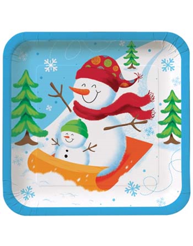 Χριστουγεννιάτικο Σετ Πιάτων 8 Τεμαχίων για Φαγητό (22.0cm) ''Sledding Snowman''