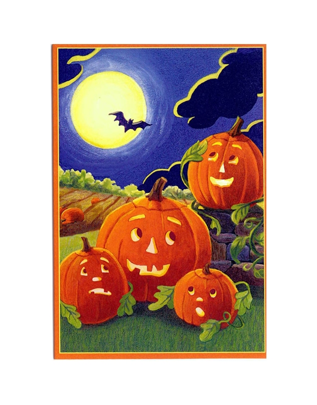 Ευχετήρια Κάρτα Halloween Jack Lanterns Caspari