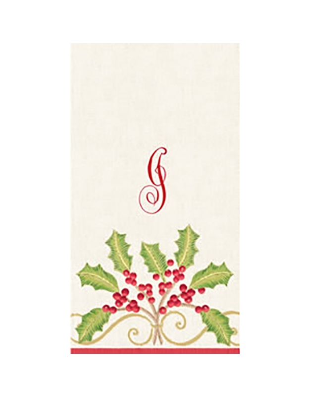 Xαρτοπετσέτες Μακρόστενες "I" Christmas Embroidery 33x40 cm Caspari (24 τεμάχια)