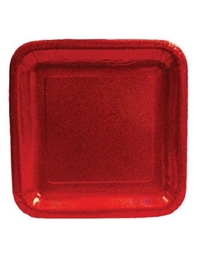 Πιάτα Mεγάλα Τετράγωνα Prismatic Red 23cm Creative Converting (8 τεμάχια)
