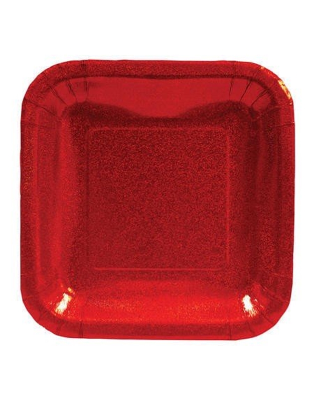 Πιάτα Μικρά Τετράγωνα Prismatic Red 17cm Creative Converting (8 τεμάχια)