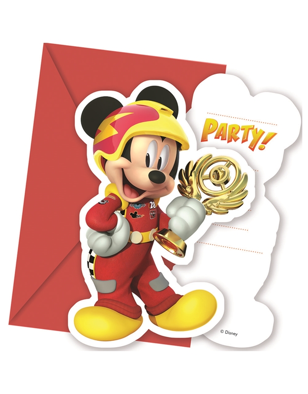 Προσκλήσεις & Φάκελοι Party Mickey Roadster Racers Disney (6 τεμάχια)