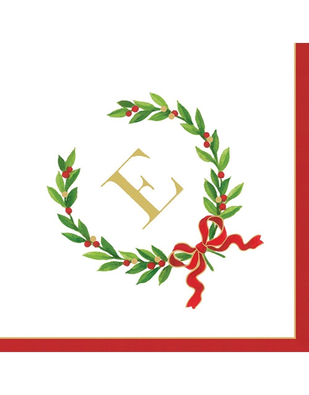 Χαρτοπετσέτες "E" Christmas Laurel 12.5cm x 12.5cm Caspari (20 τεμάχια)