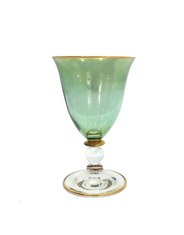 Ποτήρι Kοντό Πράσινο Goblet Gold Rim Griffe Verde (13.5 cm)