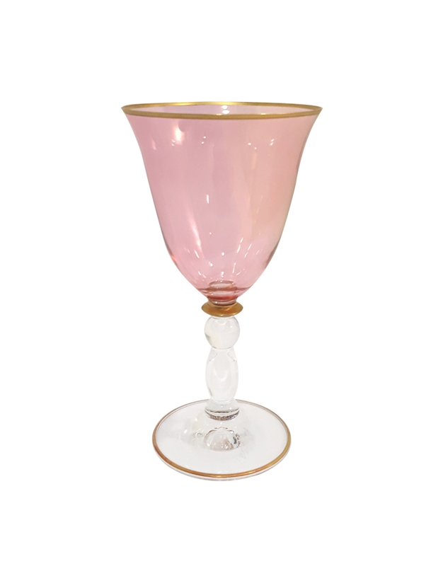 Ποτήρι Νερού Κολονάτο Pοζ "Goblet Gold Rim Rosso" (18 cm)