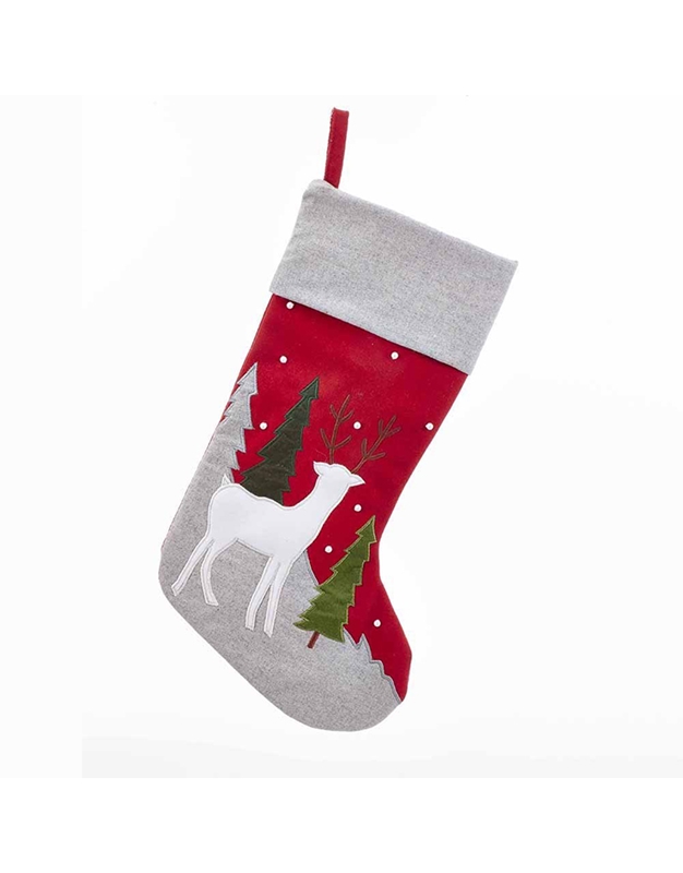 Xριστουγεννιάτικη Κάλτσα "Ελάφι" SG0166 (Κόκκινη)