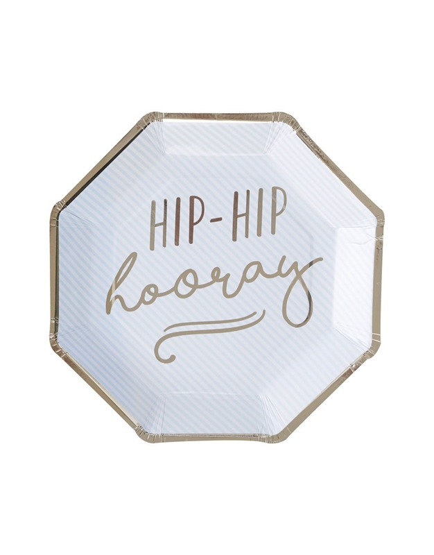 Πιάτα "HIp-HIp Hooray" Gold Pastel Blue" PM-411 (8 τεμάχια)