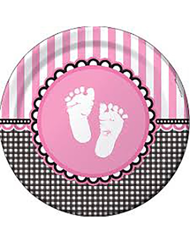Πιάτα Μεγάλα "Sweet Baby Feet Pink" 23cm Creative Converting (8 τεμάχια)