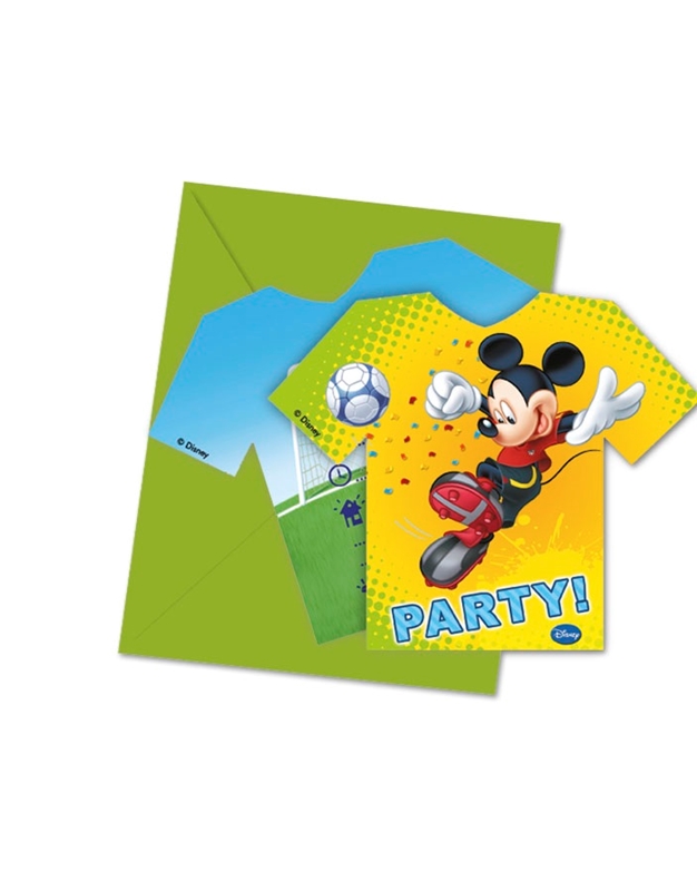 Προσκλήσεις & Φάκελοι Πάρτυ Mickey Goal Disney (6 τεμάχια)