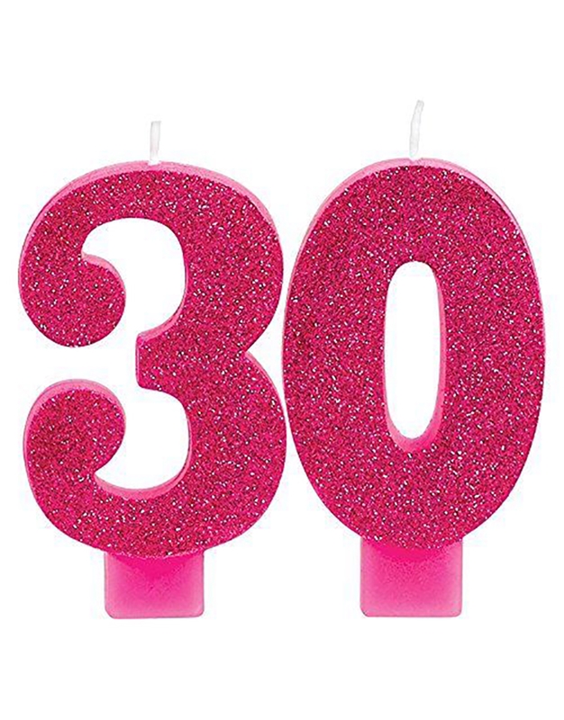 Κεράκι Νούμερο "30" Ροζ Με Χρυσό PIGL30CAND
