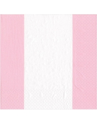 Xαρτοπετσέτες Μεγάλες "Pink Bandol Stripe" 16.5cm x 16.5cm Caspari (20 τεμάχια)