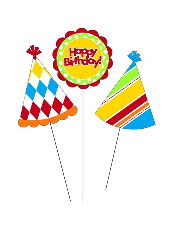 Διακοσμητικά Centerpiece Sticks Happy Birthday (3 Τεμάχια)