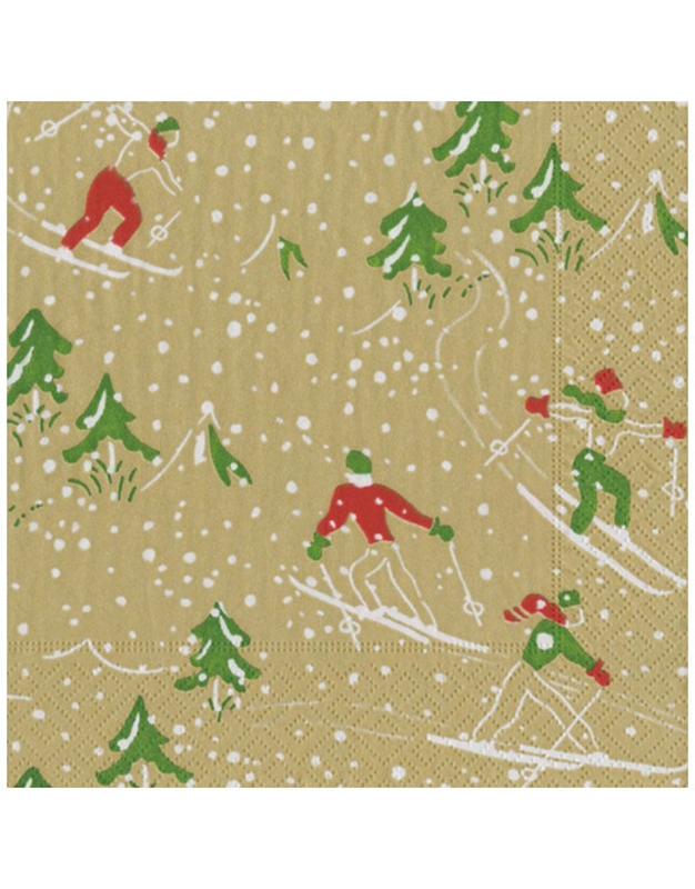 Χριστουγεννιάτικες Χαρτοπετσέτες "Gold Winter Sports" Caspari 12.5cm x 12.5cm (20 τεμάχια)
