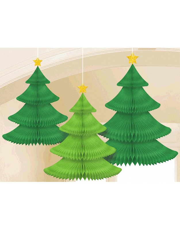 Διακοσμητικά "Χριστουγεννιάτικα Δέντρα" 35 cm (3 τεμάχια)