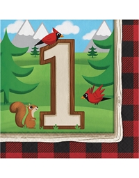 Xαρτοπετσέτες Μεγάλες 1st Birthday "Lum-Bear-Jack" 33x33 cm Creative Converting (16 τεμάχια)